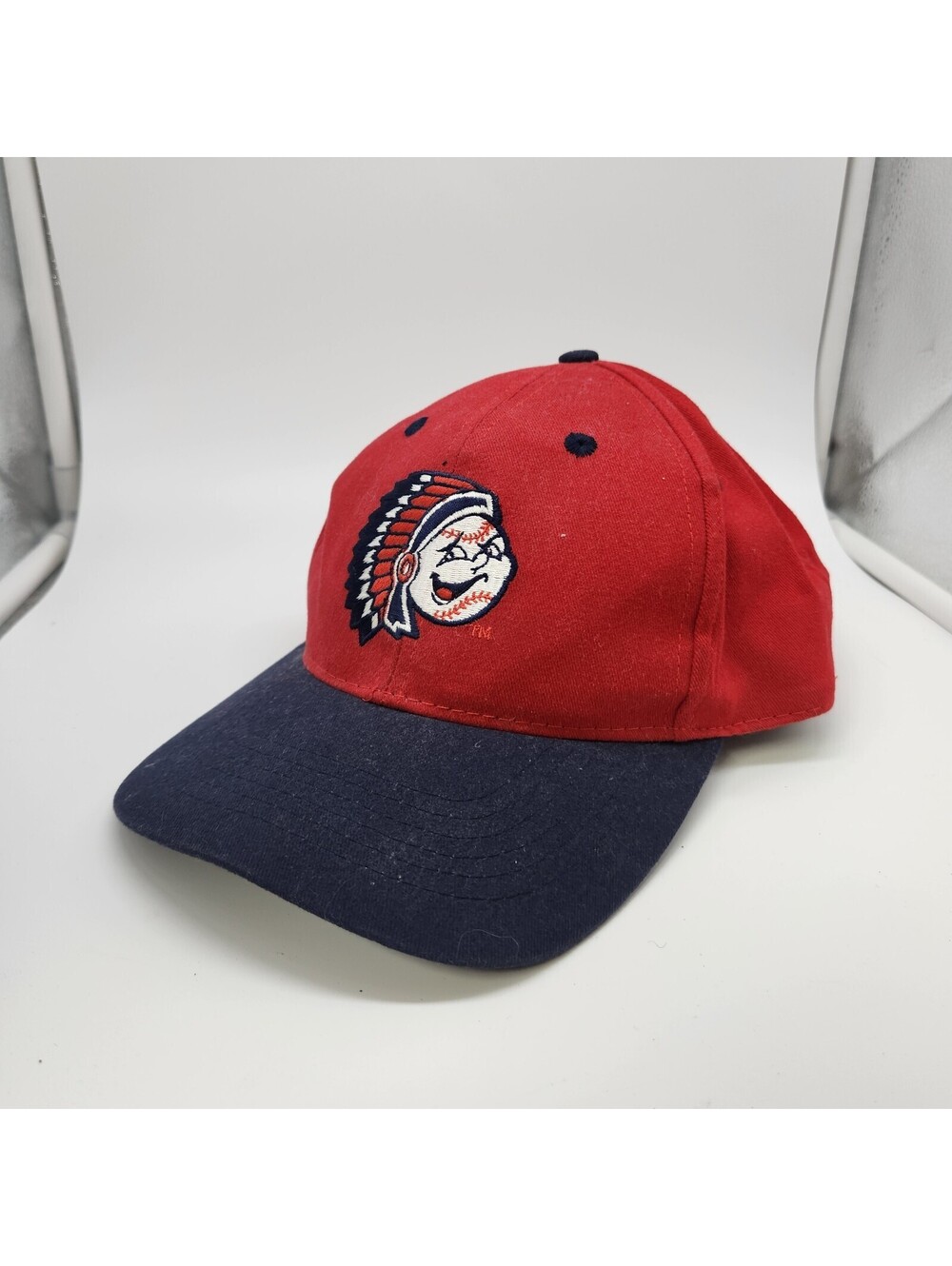 Vintage Cleveland Indians Chief Wahoo Snapback Hat Cap Red Navy USA MLB OSFA